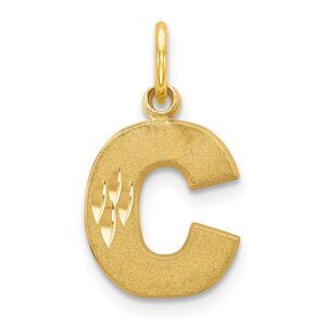 14k Yellow Gold, Julia Collection, Small Satin Block Initial C Pendant